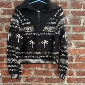 Marine Layer Black and White Zip Up Sweater